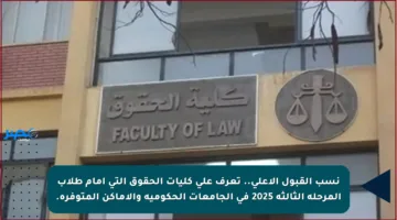 نسب القبول الأعلى.. تعرف على كليات الحقوق التي أمام طلاب المرحلة الثالثة 2025 في الجامعات الحكومية والأماكن المتوفرة.
